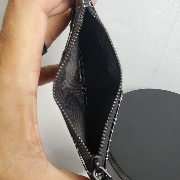 Badgley Mischka Black Credit Card Holder With Tab Vegan Leather Unisex - Picture 11 of 15